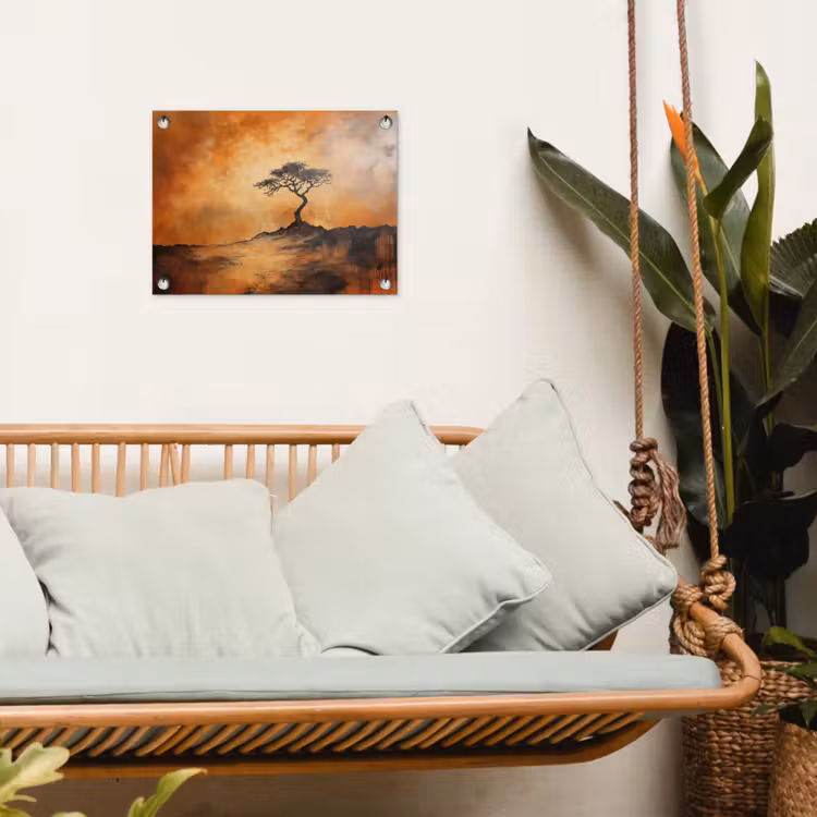 Tuinposter - Boom - Landschap - Oranje — 5