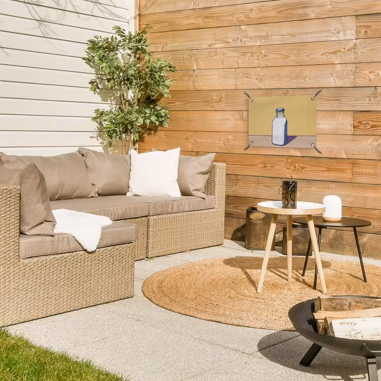 Tuinposter - Glazen - Fles - Illustratie - Melk — 4