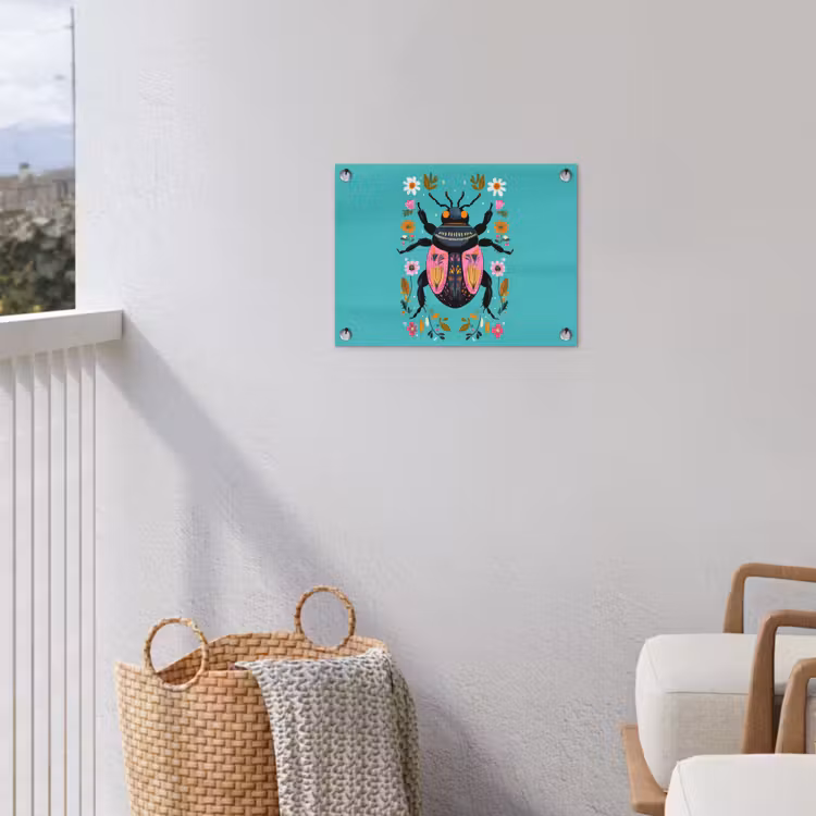 Tuinposter - Kever - Bloemmotieven - Turquoise - Bladeren — 3