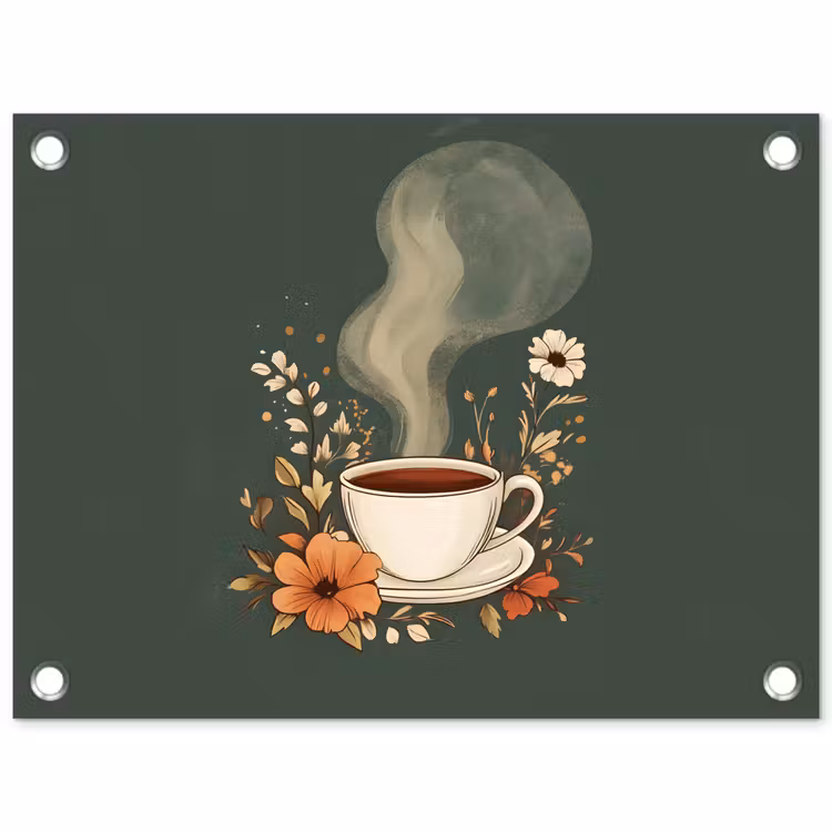 Tuinposter - Kop - Bloemen - Groen - Koffie — 1