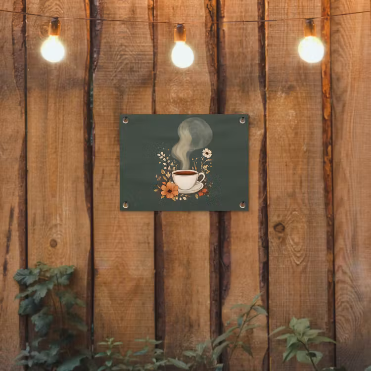 Tuinposter - Kop - Bloemen - Groen - Koffie — 2