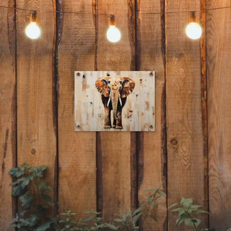 Tuinposter - Olifant - Slurf - Mozaïek - Abstract — 2