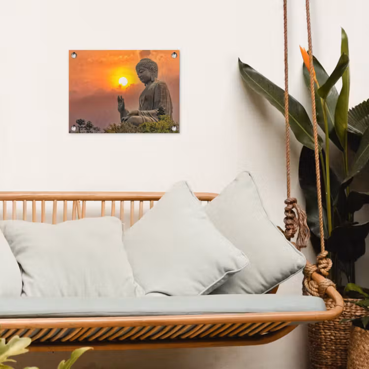 Tuinposter - Buddha - Zonsondergang - Boeddha beelden - Planten — 5