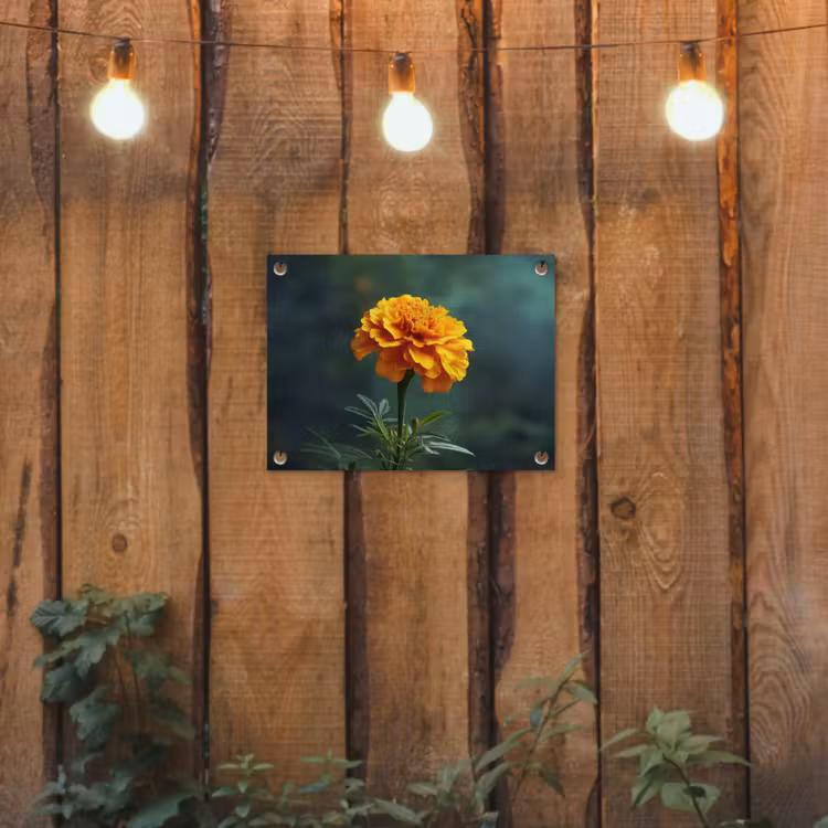 Tuinposter - Bloemblaadjes - Afrikaan - Oranje - Wazig — 2
