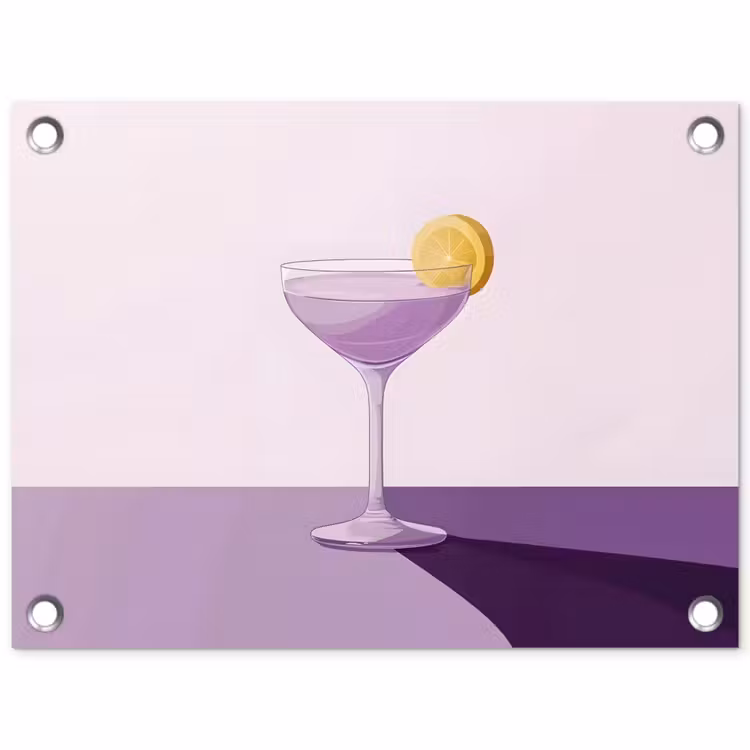 Tuinposter - Cocktail - Paars - Minimalistisch - Citroen — 1