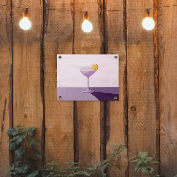 Tuinposter - Cocktail - Paars - Minimalistisch - Citroen — 2
