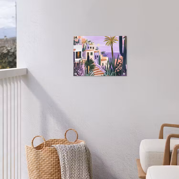 Tuinposter - Huizen - Minimalistisch - Palmbomen - Kust — 3