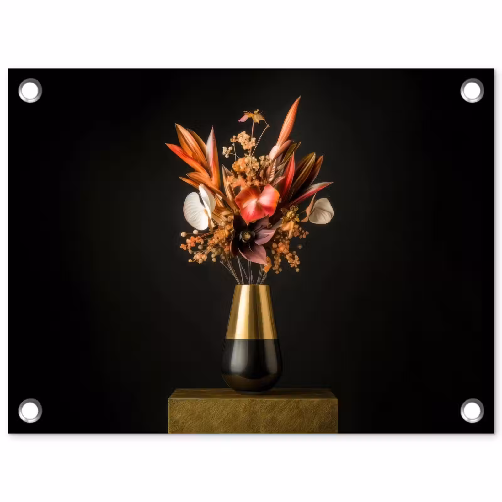 Tuinposter - Exotisch - Boeket - Vaas - Goud — 1