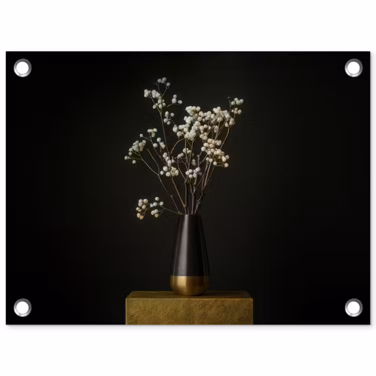 Tuinposter - Bloembollen - Wit - Vaas - Minimalistisch — 1
