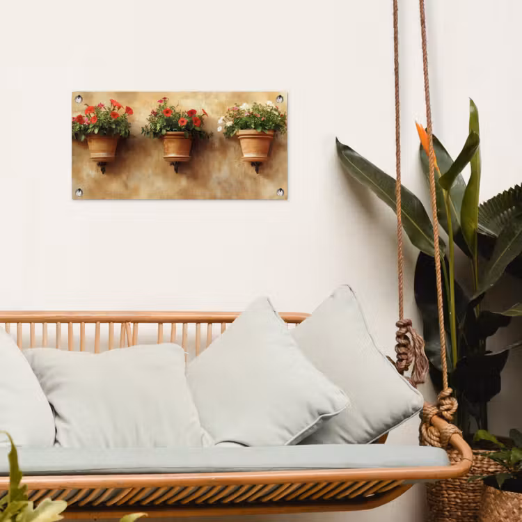 Tuinposter - Bloempotten - Muur - Vintage — 5