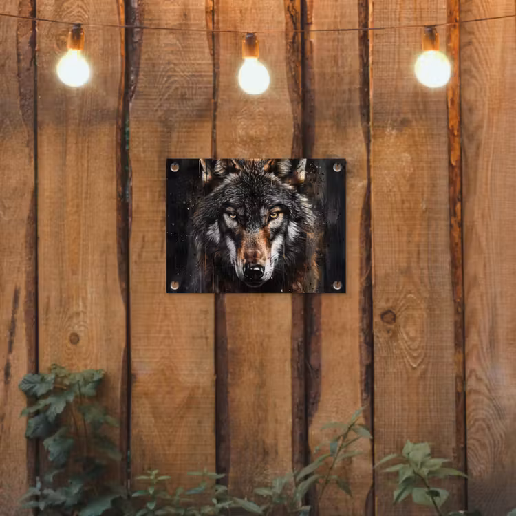 Tuinposter - Dieren - Wolf - Portret - Zwart - Bruin — 2