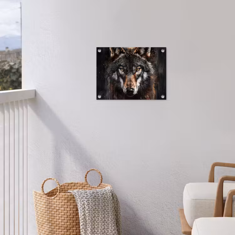 Tuinposter - Dieren - Wolf - Portret - Zwart - Bruin — 3