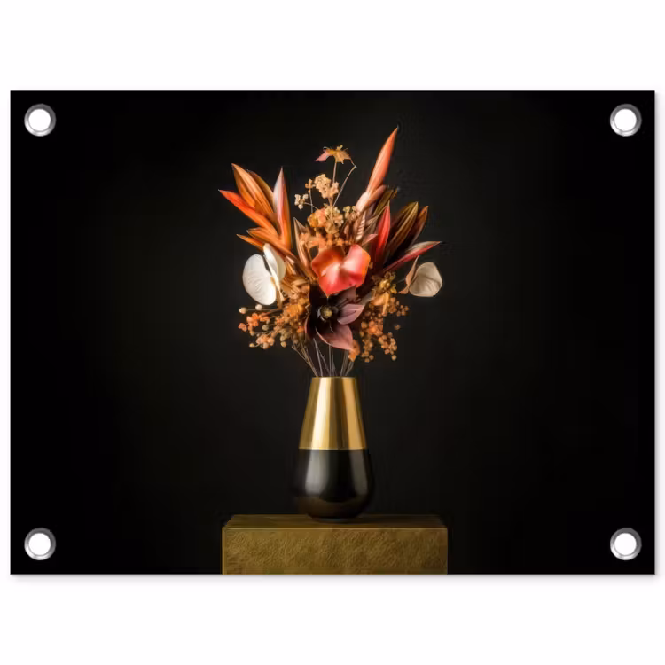 Tuinposter - Exotisch - Boeket - Vaas - Goud — 1