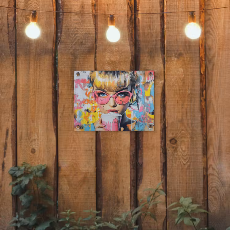 Tuinposter - Expressief - Milkshake - Vrouw - Felle kleuren — 2