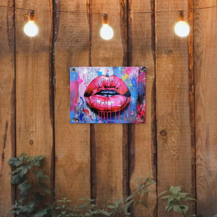 Tuinposter - Graffiti - Lippen - Felroze - Geschilderd — 2
