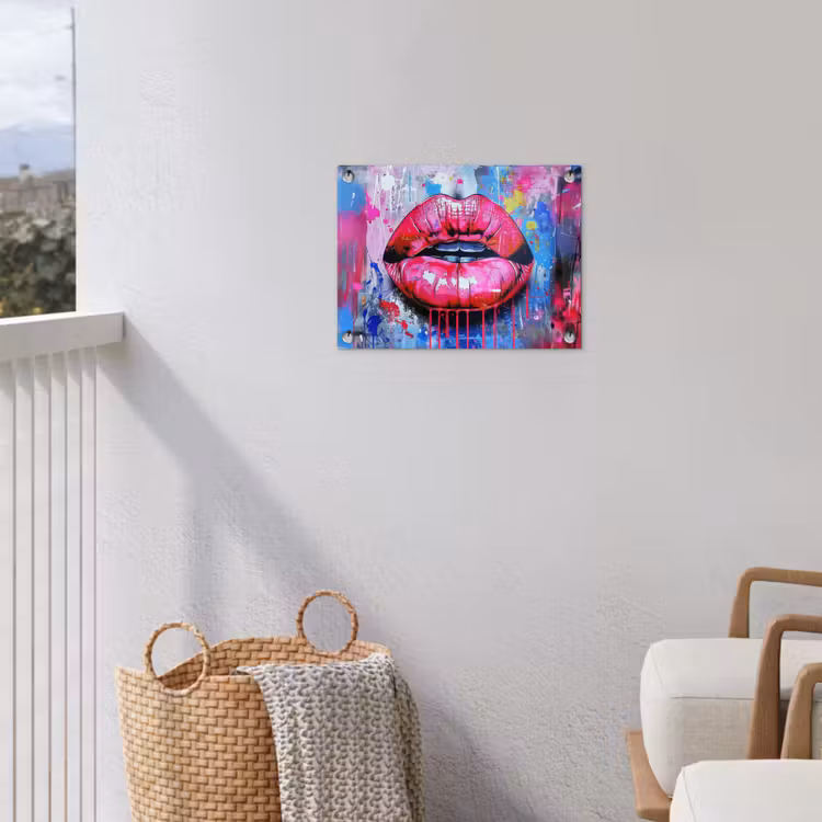 Tuinposter - Graffiti - Lippen - Felroze - Geschilderd — 3