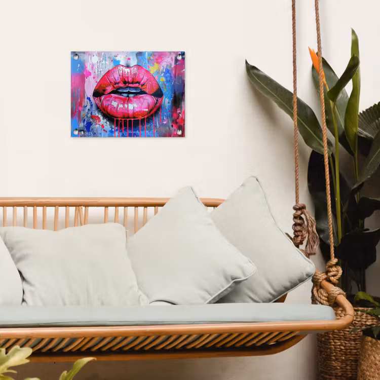 Tuinposter - Graffiti - Lippen - Felroze - Geschilderd — 5