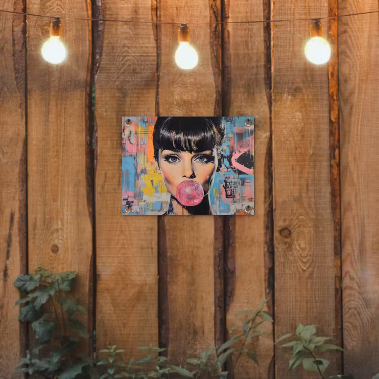 Tuinposter - Kauwgom - Vrouw - Penseelstreken - Modern — 2
