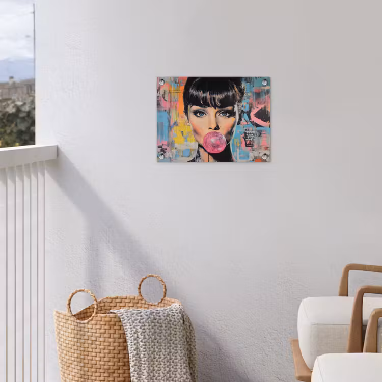 Tuinposter - Kauwgom - Vrouw - Penseelstreken - Modern — 3