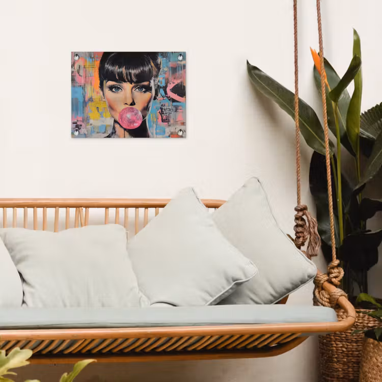 Tuinposter - Kauwgom - Vrouw - Penseelstreken - Modern — 5