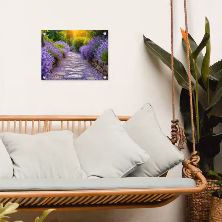 Tuinposter - Lavendelpad bij zonsondergang — 5