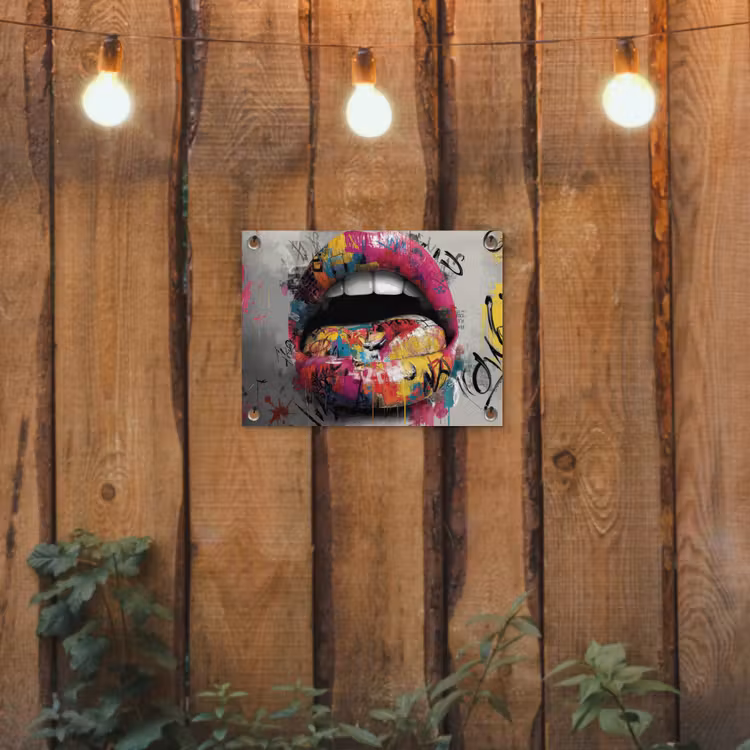 Tuinposter - Lippen - Graffiti - Expressief — 2