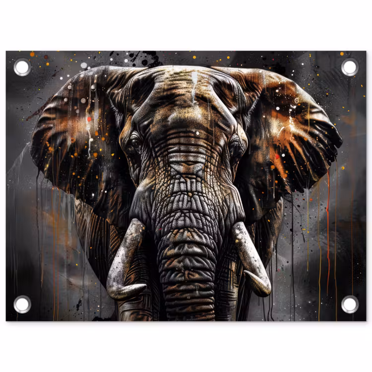 Tuinposter - Olifant - Watercolor - Wilde dieren - Luxe — 1