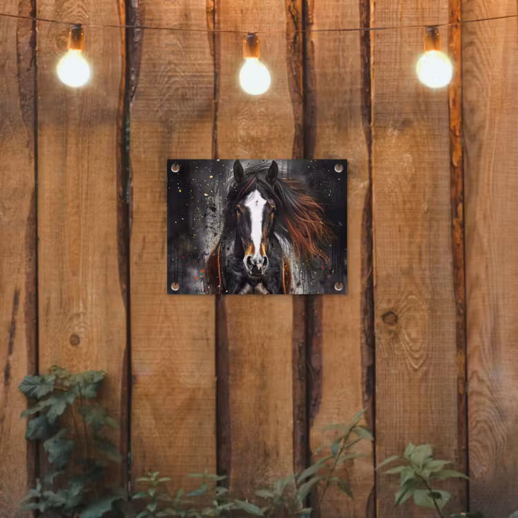 Tuinposter - Paard - Dieren - Zwart - Luxe - Modern — 2
