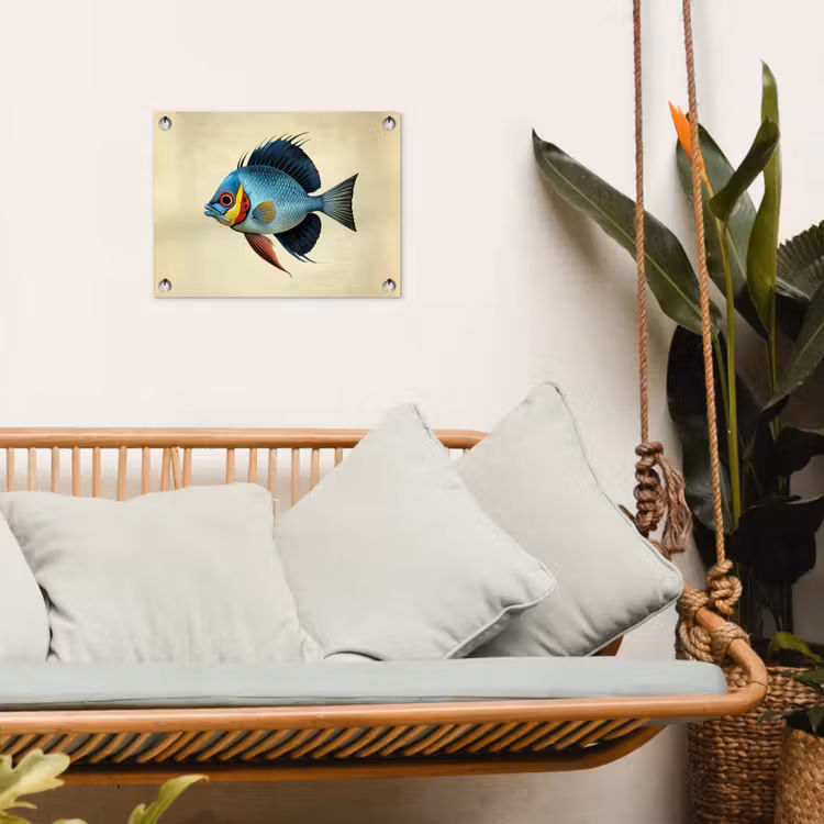 Tuinposter - Blauw - Kieuwen - Vis - Illustratie — 5