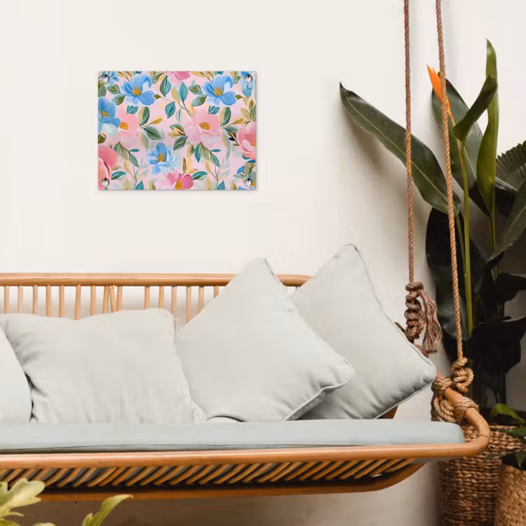 Tuinposter - Blauw - Roze - Bloemen — 5