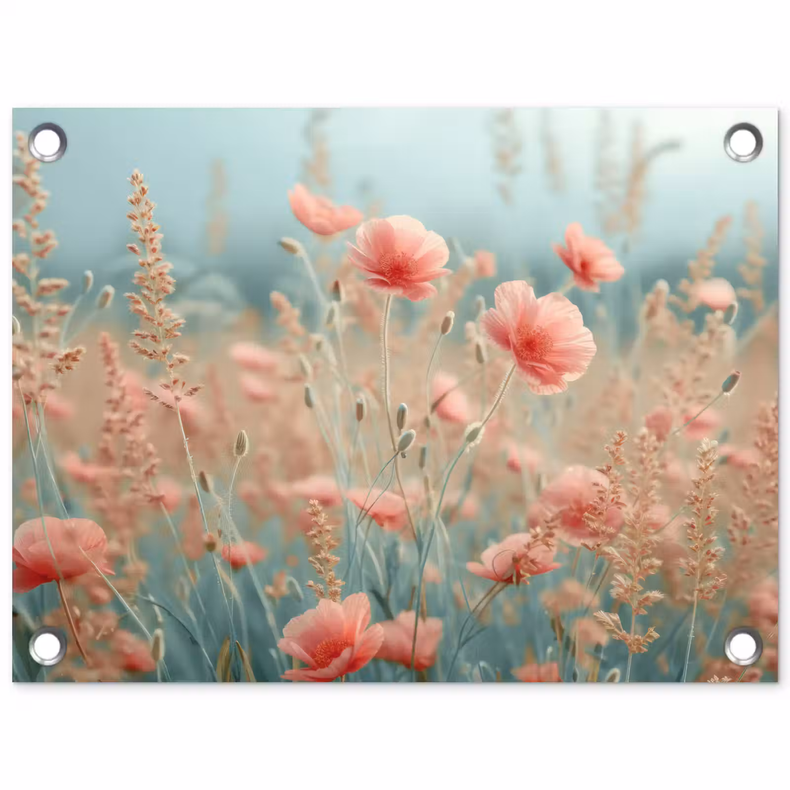 Tuinposter - Dromerig veld van klaprozen — 1