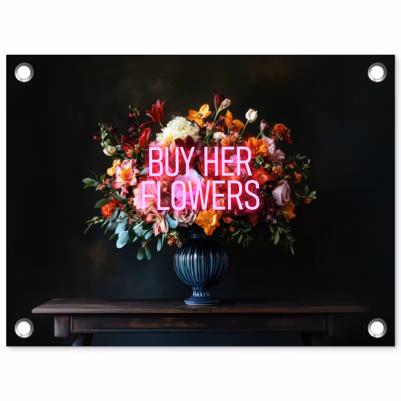 Tuinposter - Quote - Bloemen - Vaas - Neon — 1