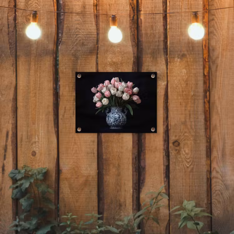Tuinposter - Bloemen - Roze - Tulpen - Vaas — 2