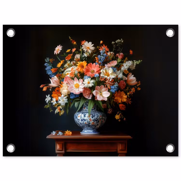 Tuinposter - Boeket - Roze - Bloemen - Vaas — 1