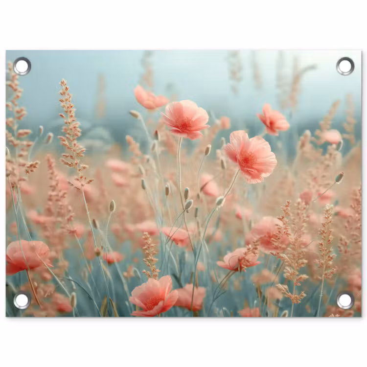Tuinposter - Dromerig veld van klaprozen — 1
