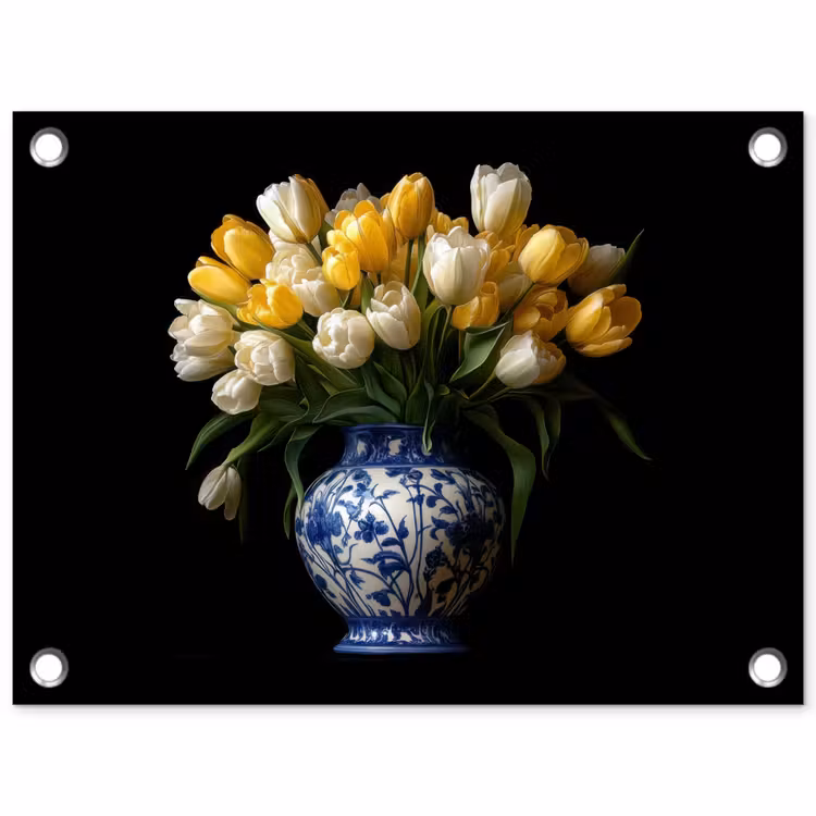 Tuinposter - Geel - Tulpen - Vaas - Bloemen — 1