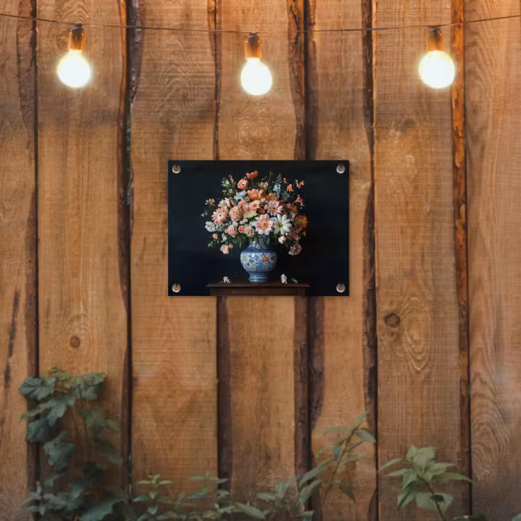 Tuinposter - Hout - Vaas - Kleuren - Bloemen — 2