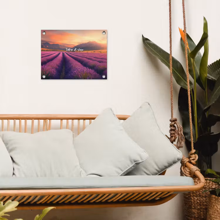 Tuinposter - Lavendelveld - Quote - Zonsondergang — 5