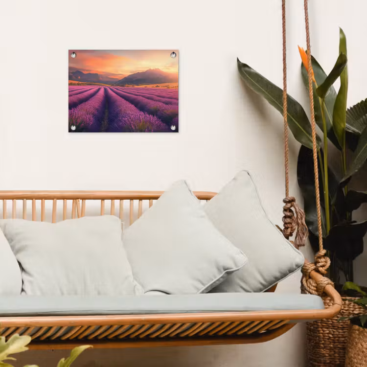 Tuinposter - Lavendelveld - Zonsondergang - Paars — 5