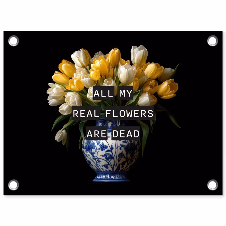 Tuinposter - Quotes - Bloem - Tulp - Geel — 1