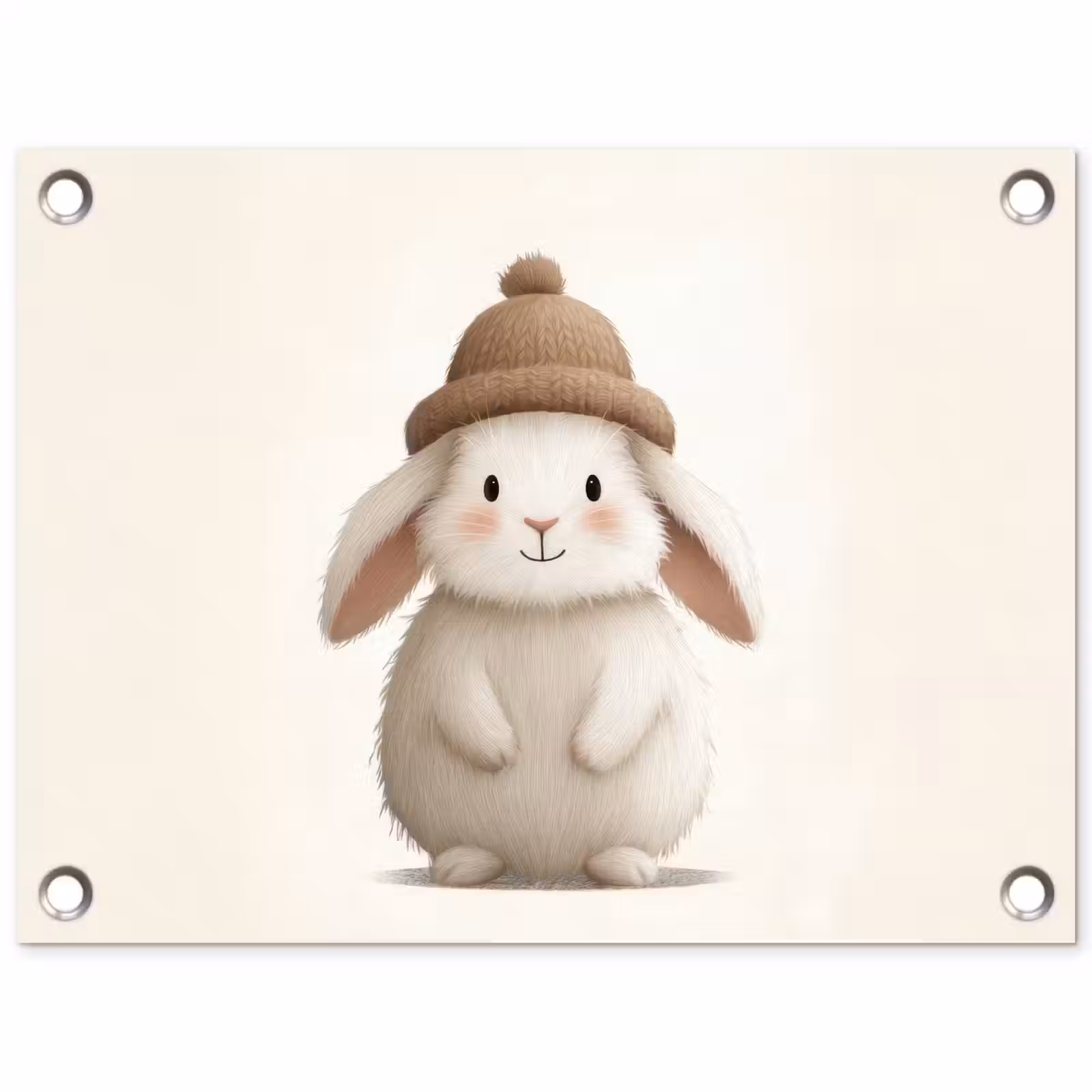 Tuinposter - Konijn - Muts - Oren - Beige — 1