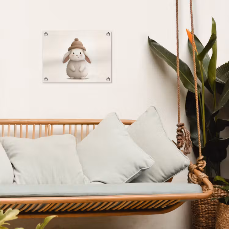 Tuinposter - Konijn - Muts - Oren - Beige — 5