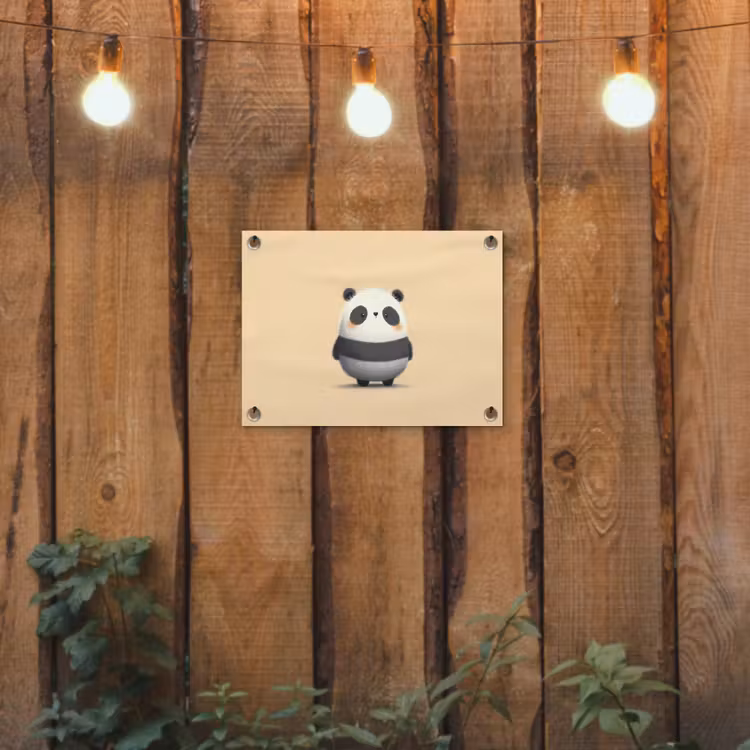 Tuinposter - Panda - Beige - Minimalistisch — 2