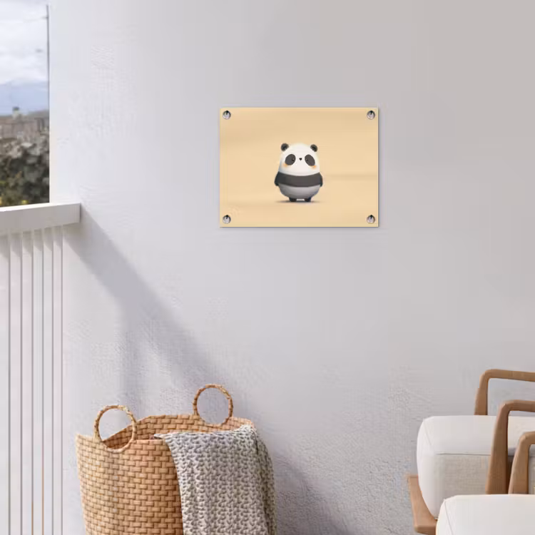 Tuinposter - Panda - Beige - Minimalistisch — 3