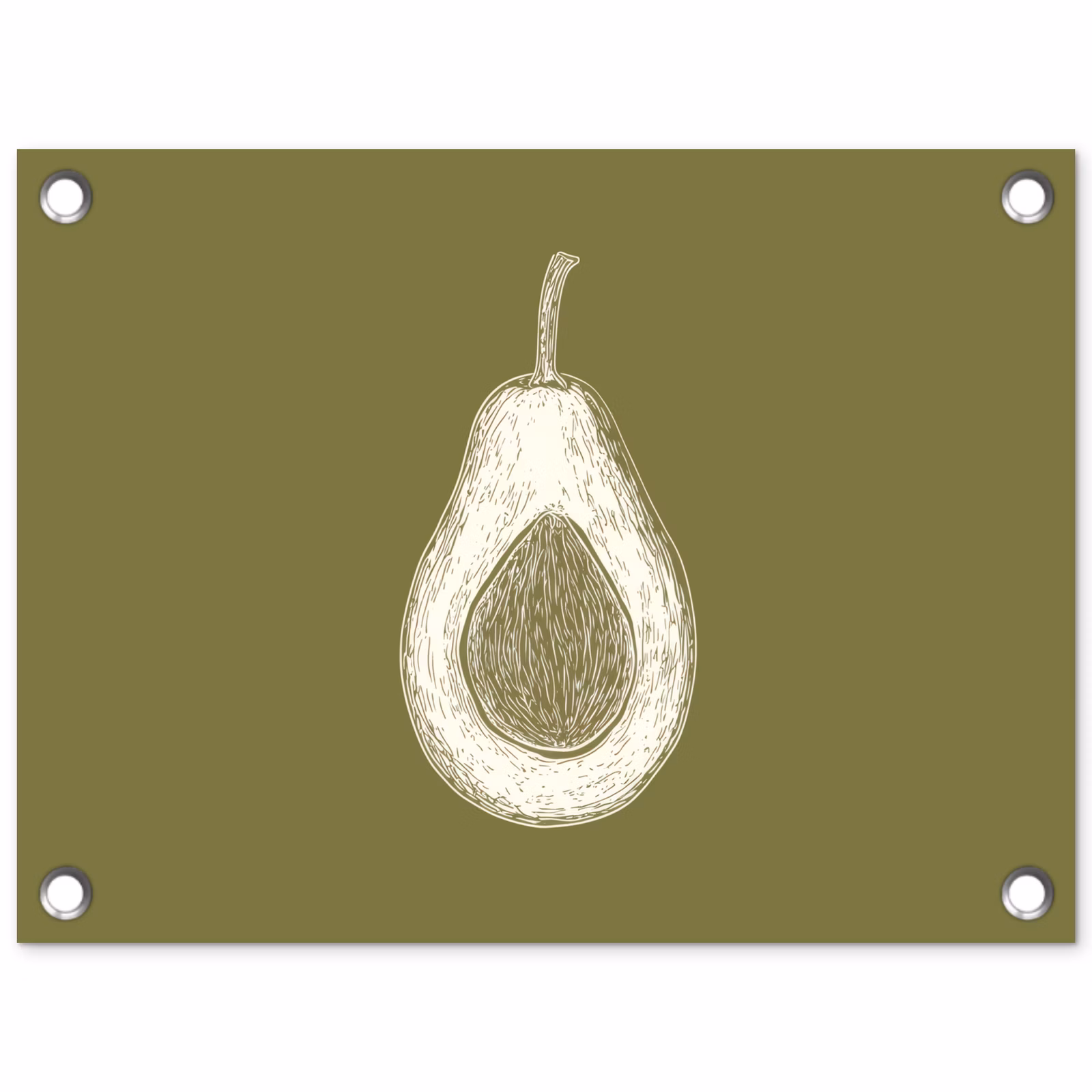 Tuinposter - Avocado - Minimalistisch - Illustratie - Groen — 1
