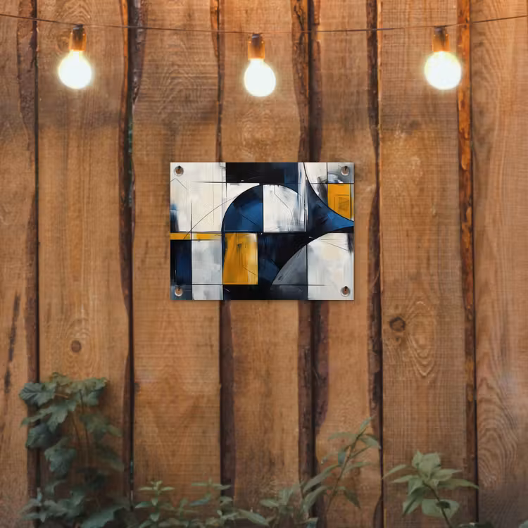 Tuinposter - Abstract - Vormen - Goud - Blauw - Geometrisch — 2