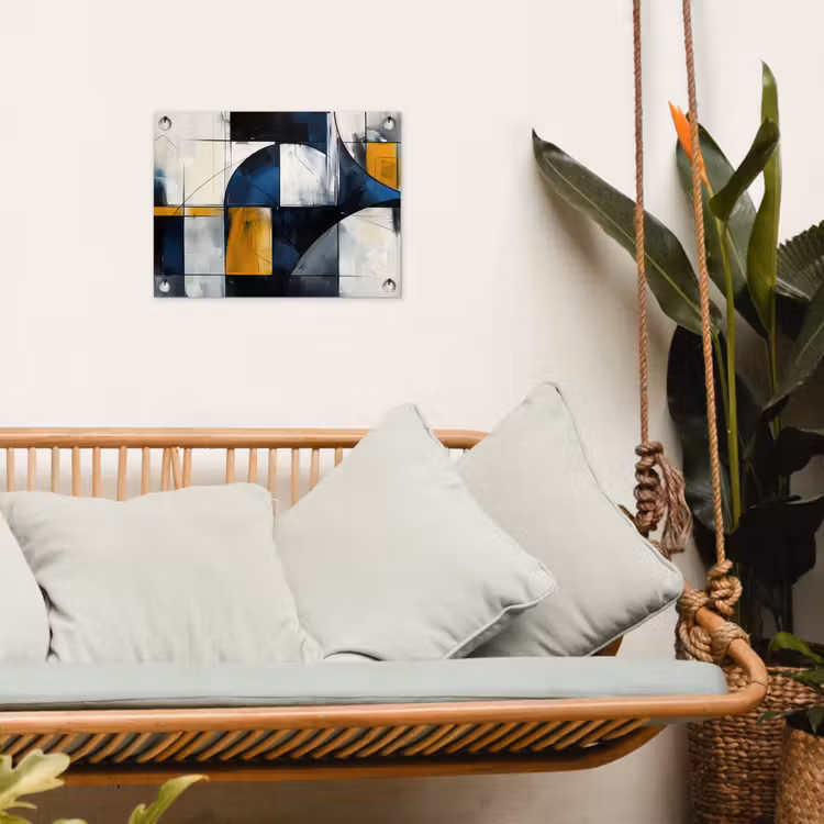 Tuinposter - Abstract - Vormen - Goud - Blauw - Geometrisch — 5