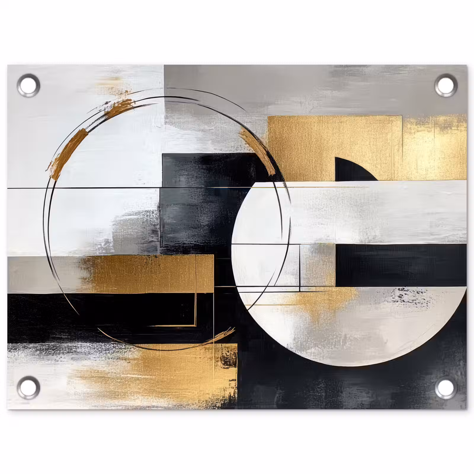 Tuinposter - Abstract - Goud - Zilver - Vormen - Aesthetic — 1