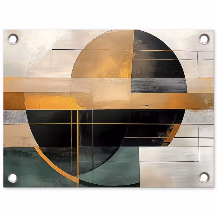 Tuinposter - Abstract - Goud - Brons - Groen - Vormen - Modern — 1
