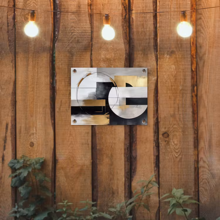 Tuinposter - Abstract - Goud - Zilver - Vormen - Aesthetic — 2